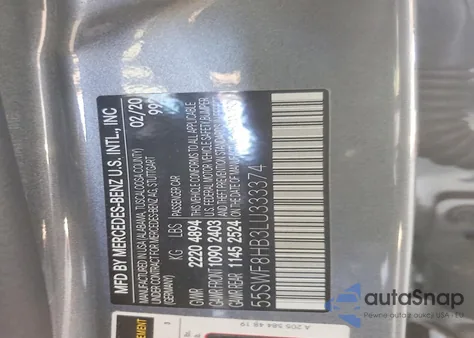 2020 Mercedes-Benz C 63 Amg-S from USA, damaged, VIN 55SWF8HB3LU333374